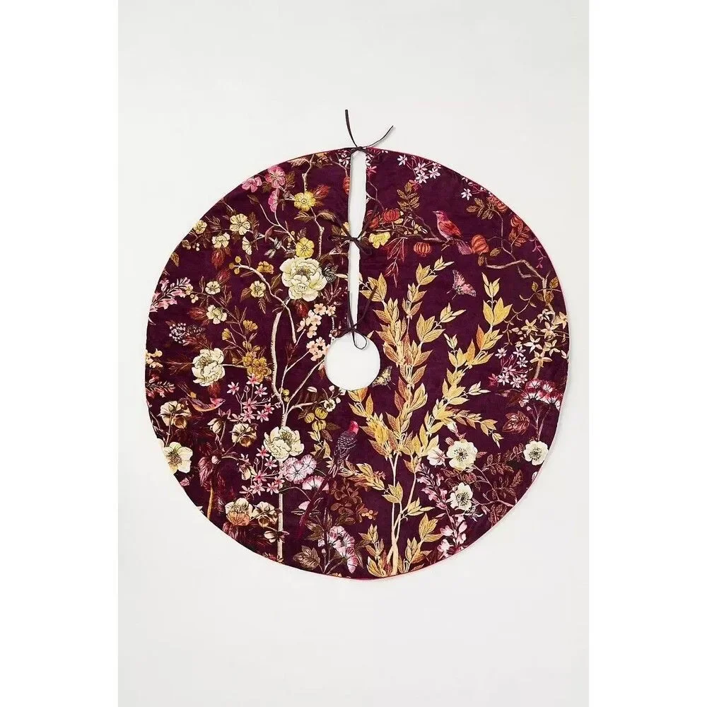 Anthropologie Mika Tree Skirt Floral Velvet NEW